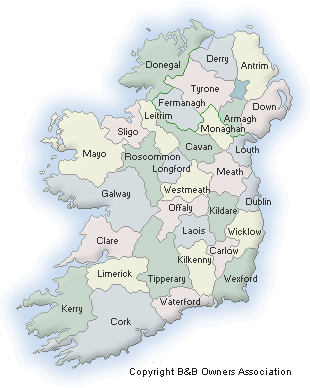 Map of Ireland B&Bs